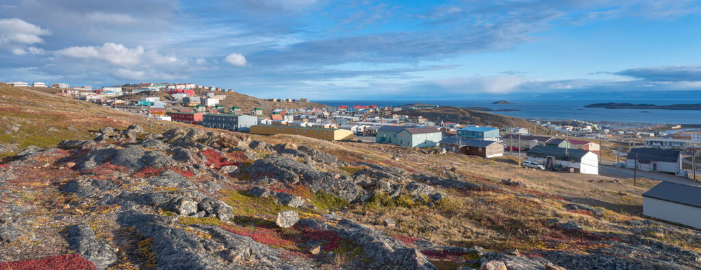 The town of Iqaluit featuring the rocky landscape