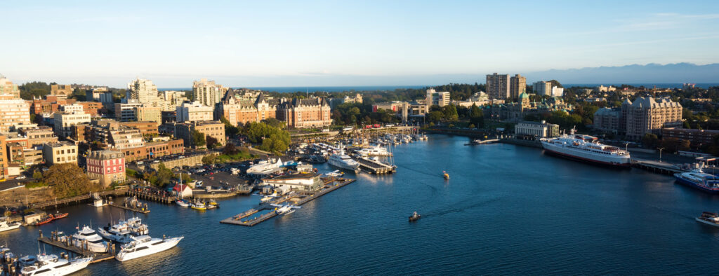 Aerial view of Victoria from the harbour